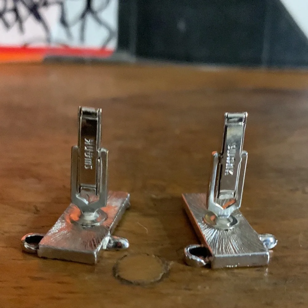 SWANK-silver gemstone ‘MUSIC GRAPH’ flat cuff links
